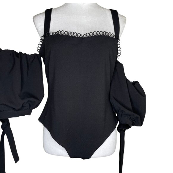 BYEGREIS Women's Black Sweetheart Off Shoulder Bodysuit size Large - Picture 1 of 9